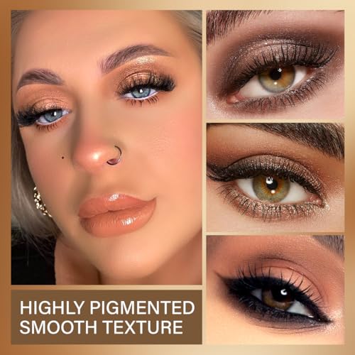 Nude Neutral Eyeshadow Palette, 25 Color Matte Shimmer Brown Gold Eye Shadow Palette, Pigment Naked Smokey Natural Eyeshadow Palette for Brown Eyes, Long Lasting Blendable Hypoallergenic Makeup Pallet