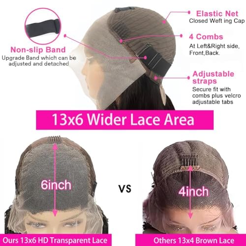 30 Inch 13x6 Deep Wave Lace Front Wigs Human Hair 200% Density HD Lace Front Wigs Human Hair for Women Pre Plucked Glueless 13x6 Deep Curly Wigs Human Hair Black