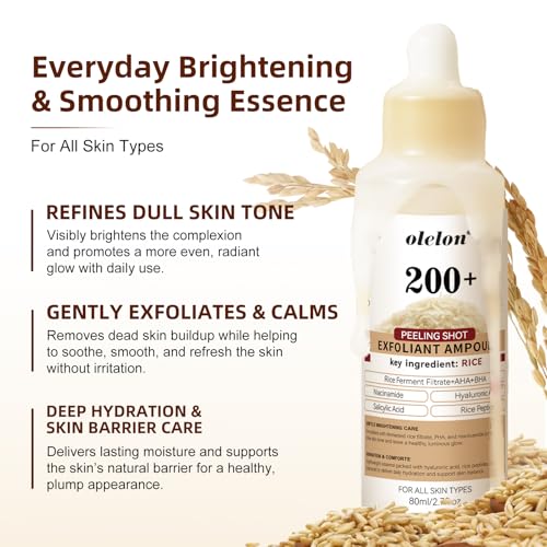 White Rice Peeling Glow Ampoule - Upgrade Skin Peel & Hydration Shot for Face and Body, Exfoliating Serum for All Skin Types, 80ml