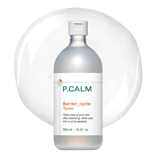 P.CALM Barrier Cycle Toner – Azulene & Centella Asiatica for Deep Hydration & Skin Barrier Strengthening, Korean Vegan Facial Toner for Sensitive Skin (500ml / 16.9 fl.oz)