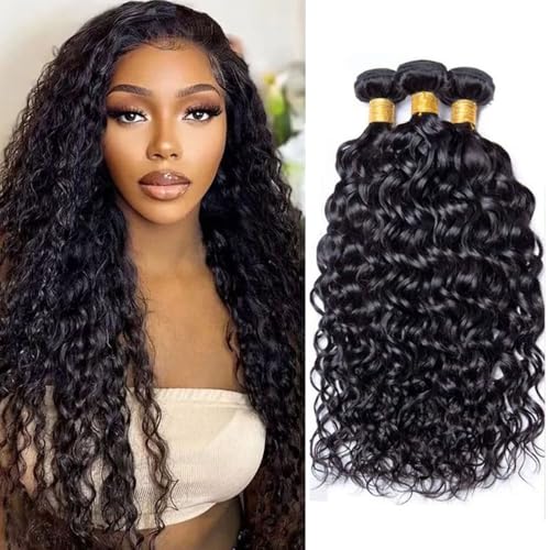 20 20 20 Inch Water Wave Bundles Human Hair 100% Unprocessed Curly Brazilian Virgin Hair Wet And Wavy 3 Bundles Human Hair Natural Black