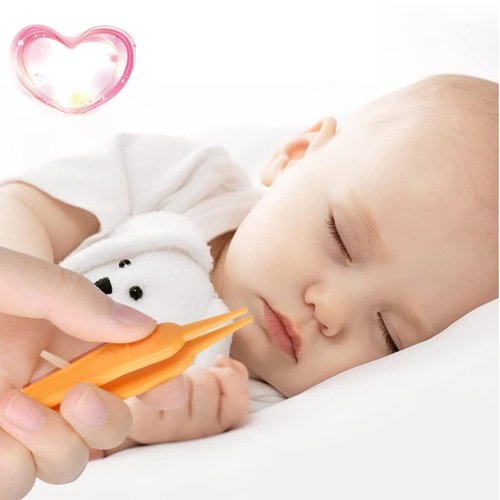 YIUIRUOI 4 Pieces of Cleaning Tweezers with Round Plastic Tips Used for Cleaning Ear Canals, Nasal Passages, and Umbilical Dirt.