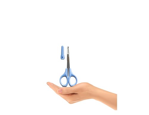 SHINING CROWN 4 Inch Premium Nose & Ear Hair Scissors, Safety Blades with Rounded Tip for Trimming Kid's & Adult's Nails, Facial & Eyebrow Hair