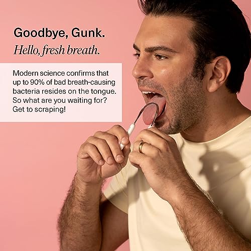 Boka Tongue Scraper for Adults & Kids with Case - Stainless Steel Tongue Cleaner w/Linen Travel Pouch - Scrubber to Remove Tongue Buildup and Freshens Breath (Pack of 1)