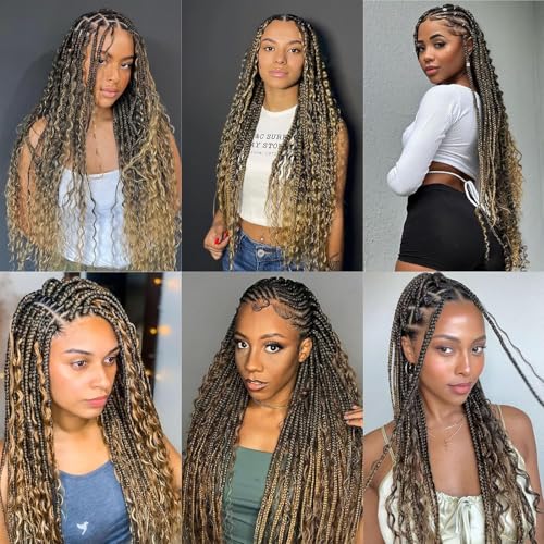 Human Braiding Hair for Boho Braids 4/27 Highlight Ombre Deep Wave Bulk Human Hair 110g 16 Inch Curly Wave Human Hair Extensions No Weft 2 Bundles/Pack