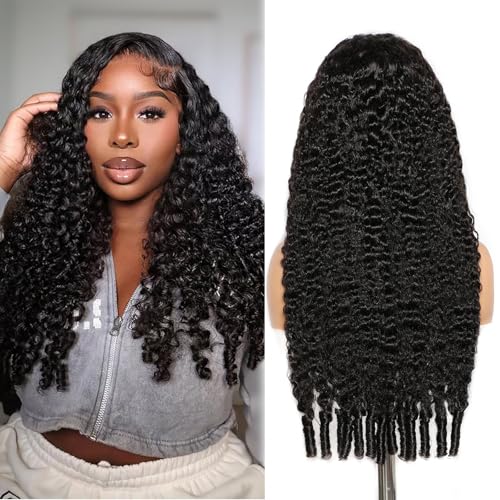 Lemoda 13x6 Full Lace Frontal Wig 180% Density Burmese Curly Wig Human Hair 13x6 HD Transparent Lace Frontal Wigs Pre Plucked 15A Burmese Virgin Human Hair Wigs for Women 22 Inch