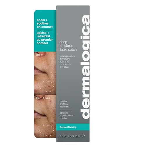 Dermalogica Deep Acne Liquid Patch, Sulfur Acne Treatment with Niacinamide, Invisible Spot Treatment for Blemish-Prone Skin ? 0.5 fl oz