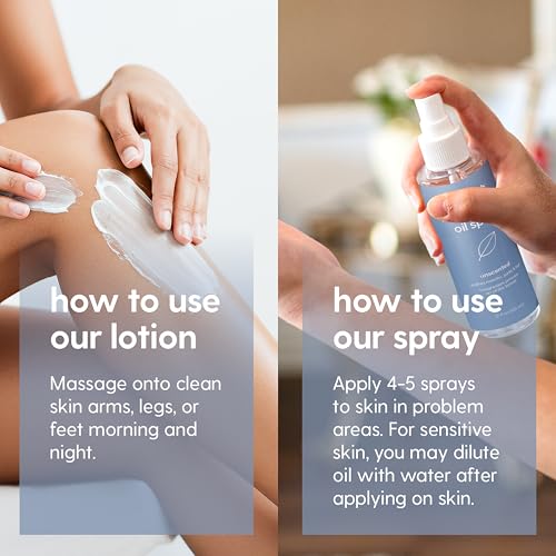 Unscented Magnesium Lotion & Spray for Sleep, Suitable for Sensitive Skin, Helps with Muscle Relaxation, Soothes Tired Legs & Foot Aches and Supports Restful Nights, 8 & 12 fl oz by M3 Naturals