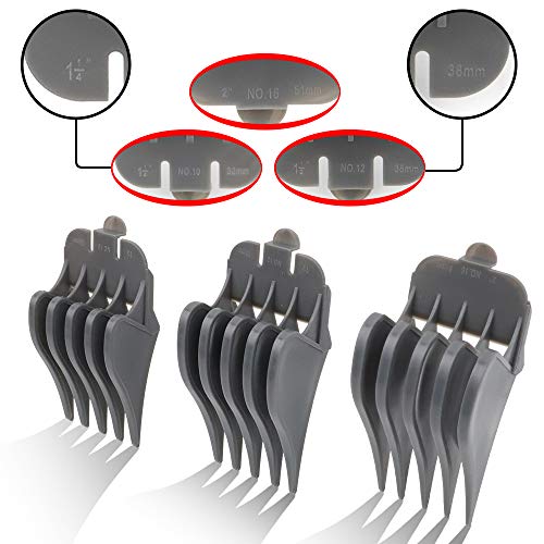 CR8GR8 Hair Clipper Guards, 3 Count - Includes NO.10, NO.12, NO.16 - Fits Most Wahl Clippers, 1.5 inch & 1.25 inch & 2 inch, Gray