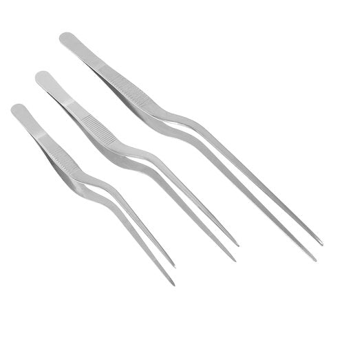 Healifty 3pcs Stainless Steel ENT Tweezers Kitchen Tweezer Bayonet Forceps Beauty Tweezer (Silver)