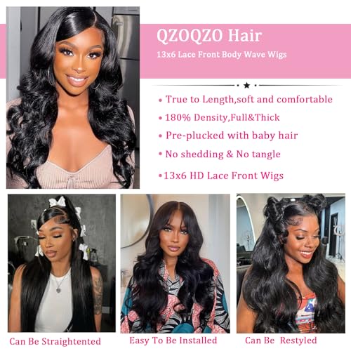 30 Inch 13x6 Lace Front Wigs Human Hair 180 Density Body Wave HD Lace Frontal Wigs Pre Plucked with Baby Hair Glueless Wig for Women