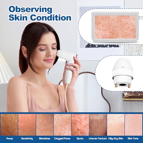 Skin Hair Analyzer 10.2 Inch Scalp Analysis Machine, Scalps Camera with 50X/200X Dual Lens, Skin Scalp Detector, Rechargeable HD Hair Follicle Analyzer for Home Salon Use