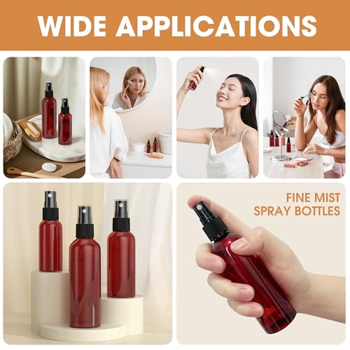 100Pack Small Spray Bottles 1oz, 30ml Travel Spray Bottle with Black Fine Mist Sprayer, Mini Empty Refillable Containers Portable Cosmetic Bottles for Plants, Cleaning, Misting & Skin Care-Red
