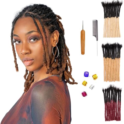 0.6 cm Thickness 10Inch #T1B/30 60 Strands 100% Real Human Hair Dreadlock Extensions for Men and Women. Handmade for Full Head, Can Be Dyed and Bleached. Dreadlocks Bulk Permanent Locs