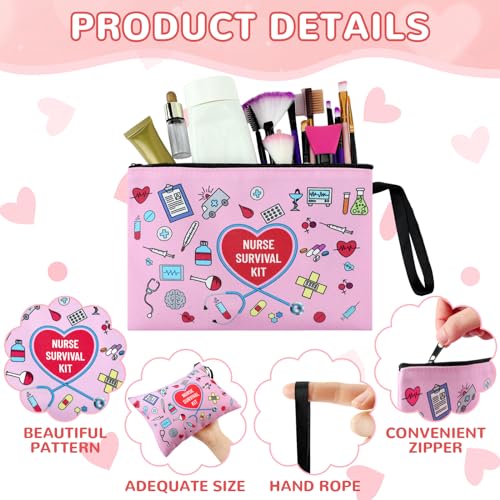 24 Pack Nurse Cosmetic Bags Bulk Nursing Survival Kit Canvas Zipper Pouch Bags Novelty Thank You Gift for Nurse Week Medical Assistant Week Healthcare Workers 2025 Nursing Graduation(Classic)