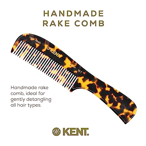 Kent 10T TY Large Wide Tooth Detangler Comb - Handmade Rake for Curly, Wet or Dry Thick Hair - Smooth and Comfortable Saw Cut Design for Detangling
