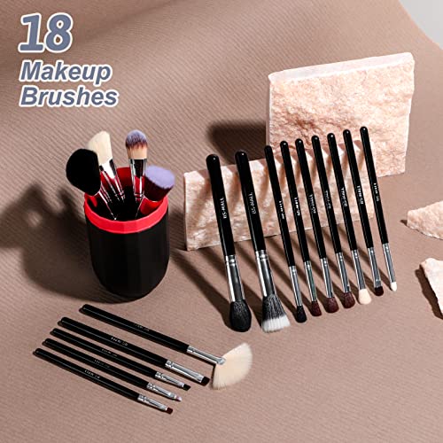 Makeup Brushes BS-MALL Premium Synthetic Foundation Powder Concealers Eye Shadows Makeup 18 Pcs Brush Set, Black Color with Case