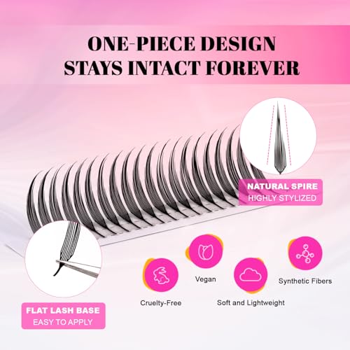 TDANCE Premade Anime Spire Lash Extensions for Professional Lash Artists - Anime Lashes Extensions, Plume Flake Lash Extensions, Lightweight, Perfect for Salon Use Comic Spire Lashes (0.07-C,8-15mm)