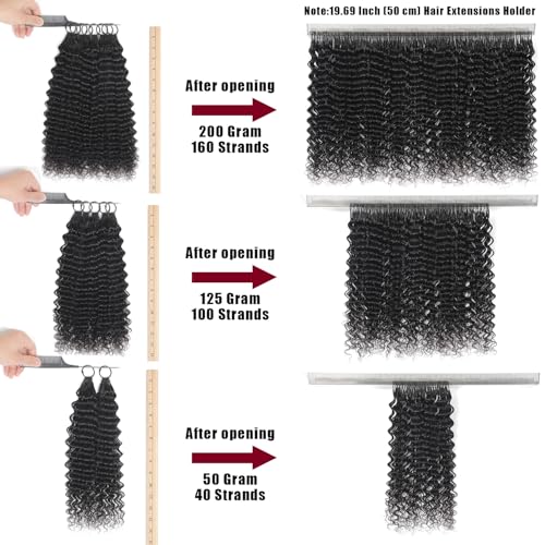 Human Crochet Hair for Black Women 22 Inch 125g Deep wave Crochet Human Hair Bundles Pre-Separated Feather Crochet Human Hair Deep Wavy Invisible Crochet Hair Extensions 100 Strands Natural Black