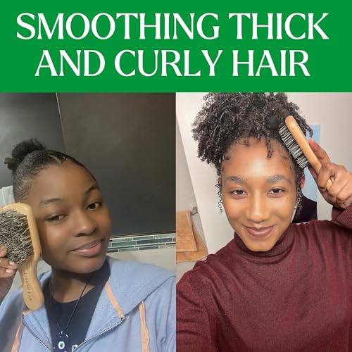 GranNaturals Hard Bristle Slick Back Hair Brush for Men & Women with Thick Curly Hair - Stiff Reinforced Nylon Small Hairbrush for Smoothing, Waves, Beard, Fades, Locs, Dreads