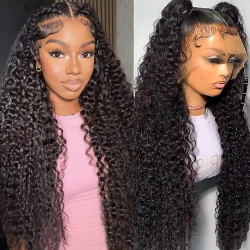 22 Inch Water Wave Lace Front Wigs Human Hair 13x6 Deep Part Curly Wig for Women 200 Density Water Wave Frontal Wigs Human Hair Pre Plucked
