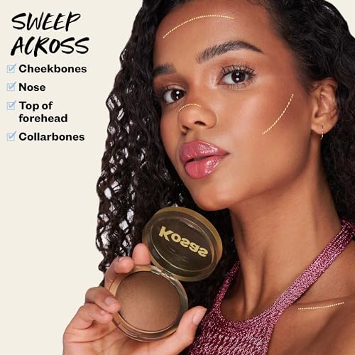 Kosas Sun Show Glowy Warmth Baked Bronzer - Contouring Powder for Cheekbones, Nose & Jawline - Enriched with Concentrated Fatty Acids - Talc-Free, Vegan & Hypoallergenic - Escape