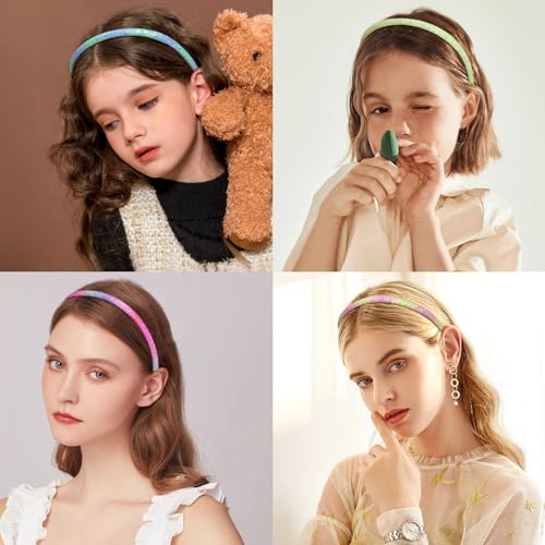 Fishdown Glitter Headband for Girls Women Sparkle Headband Accessory Set of 10