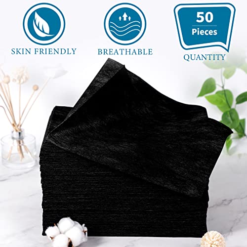 Tatuo 50 Pieces 31 x 70 Inches Disposable Bed Sheets Bed Cover Massage Table Sheet Non-woven Fabric for Spa, Lash, Beauty Salon, Waxing, Hotels(Black)