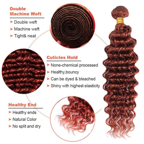 26 28 30 inch Color 33 Bundles Human Hair Reddish Brown Deep Curly Bundles Double Weft Auburn Human Hair Weave Brazilian Virgin Remy Hair Extensions