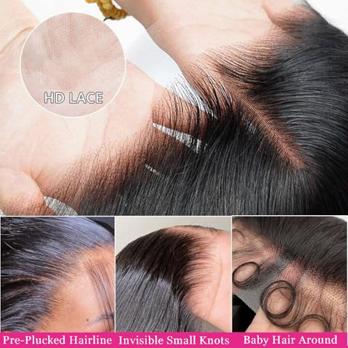 13x6 Lace Front Wigs Human Hair 200% Density Body Wave HD Lace Front Wigs Human Hair Pre Plucked Natural Color Glueless Wig 100% Virgin Lace Front Wigs for Women