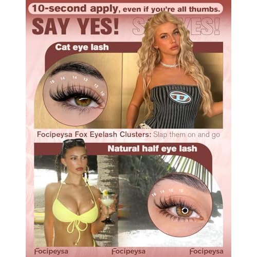 Focipeysa Wispy Lash Clusters Natural Eyelash Clusters Pesta?as Postizas Naturales Spiky Manga Lash Extensions C Curly Individual Lashes 10-16mm with Bottom Lashes Clusters DIY Lash at Home