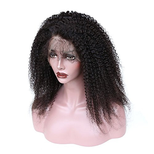 zigzag hair Afro Curly 13x6 Lace Front Wigs for Black Women Brazilian Pre Plucked Deep Part Lace Front Human Hair Wig 150% Density With Baby Hair (14inch, 150% Density)