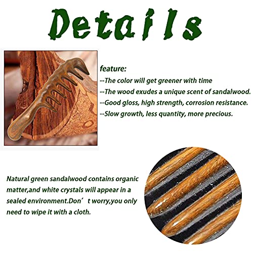 Thicken Wooden Wide Tooth Comb for Curly Hair,Large No-static Handmade 100% Natural Sandalwood Hair Comb for Head Scalp Massage,Detangling Comb for Women Holiday Gift (Green Sandalwood)