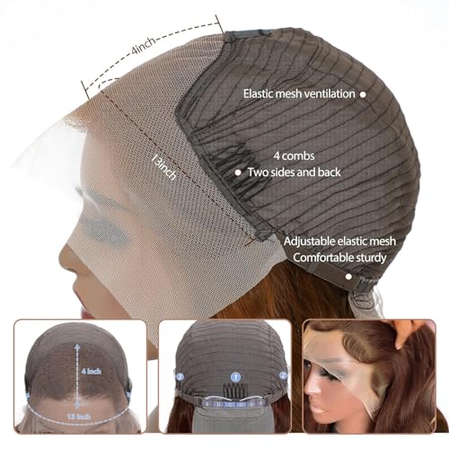 26 Inch 180% Density Chocolate Brown HD Lace Front Wig Human Hair for Women 13x4 Body Wave Frontal Human Hair Wigs Glueless Brazilian Hair Pre-Plucked with Baby Hair Natural Hairline