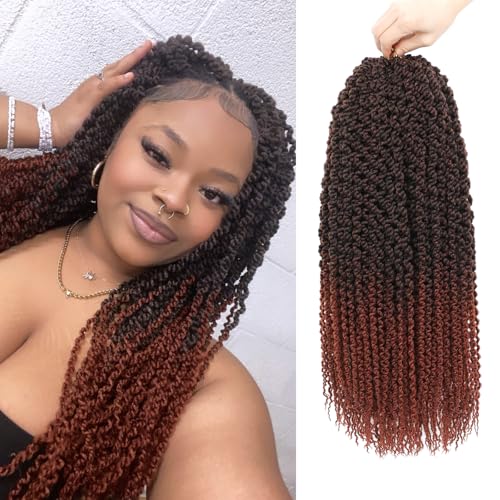 Curly Senegalese Twist Crochet Hair Pre-looped 7 Packs Small Twist Crochet Hair for Women 140 Strands Senegalese Twists Hair with Straight Ends Synthetic Crochet Braids(T350, 18 Inch)