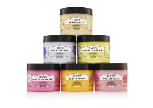 I Love English Rose Scented Body Butter - Hydrating Body Butter for Dry Skin - Vitamin E and Aloe Vera - Shea Butter and Coconut Oil - 10.1 oz (Pack of 3)