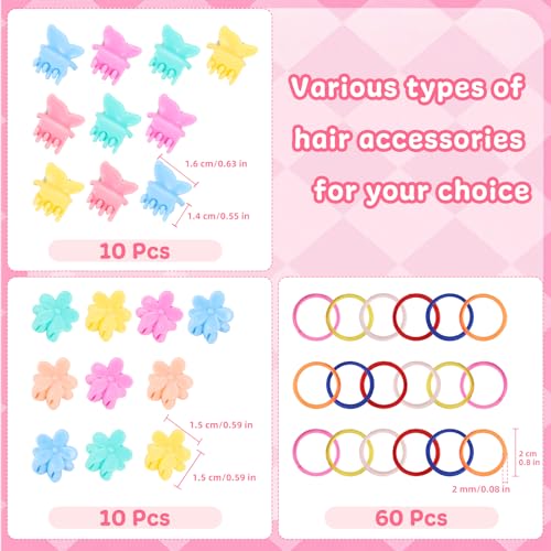 Rubber Bands for Hair, 46 Colors Baby Hair Ties, 2100pcs Colorful Hair Accessories for Girls, Funtopia Small Elastic Hair Ties with Mini Hair Claws Hair Clips for Girls Baby Toddlers Kids