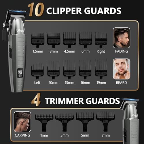 Ufree Hair Clippers for Men Professional, Beard Trimmer and Foil Shaver Electric Razor, Cordless Barber Clippers and Trimmers Set for Hair Cutting and Grooming, Gifts for Men