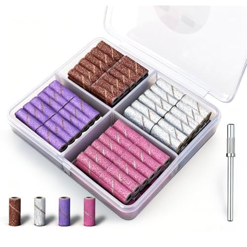 100Pcs Mini Nail Drill Bits Small Sanding Bands for Nail Drill with 3 mm Mandrel Bit, 80 120 180 240 Fine Grit Nail File for Acrylic Nails Gel Manicures and Pedicure(100pcs)