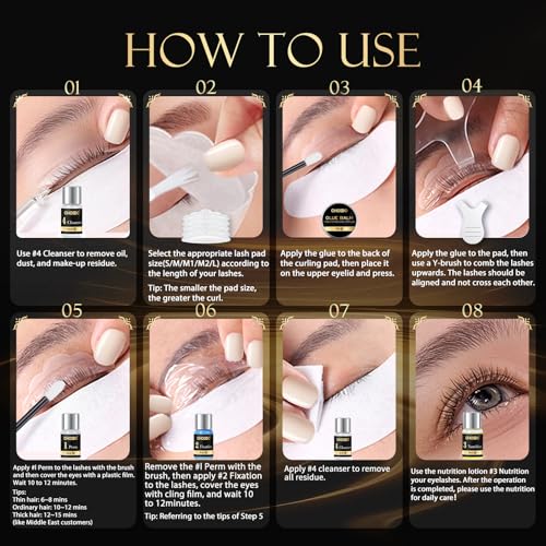 Lash Lift Kit - Eyebrow Lamination Kit, Eyelash Perm Kit, Professional Eyelash Curling Lash Extension & Eyebrow Lift 2 in 1 Kit, Eyelash Lift Kit Easy to Use at Home Diy & Salon, Lasts For 6-8 Weeks