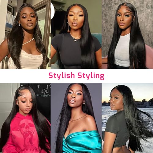 Real Straight Human Hair Bundles 10A Human Hair Bundle Brazilian Virgin Hair Unprocessed Hair Bundle Natural Black Hair Extension for Women (1Black Straight, 20 22 24 Inch)
