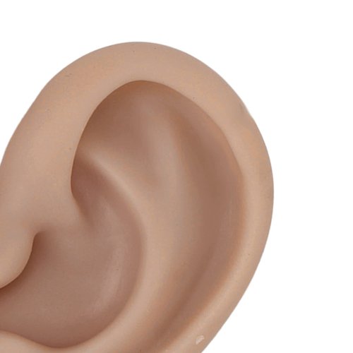 Dioche 1 Pair Silicone Ear Model Piercing Practice Model Silicone Ear Model Ear Body Part Kit for Earrings Display Ear Piercing Exercise (Deep Skin Color)