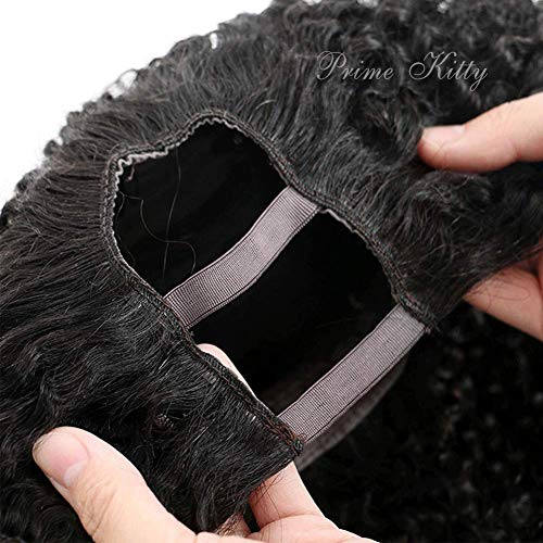 2X4 U Part Wigs Human Hair for Black Women Kinkly Curly Brazilian Virgin Human hair Wig 150% Density 2X4 U Part Wig with Baby Hair Wavy Glueless Human Hair Wigs Natural Color 14 Inch