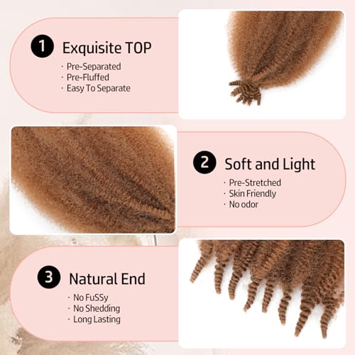 8 Packs Afro Twist Hair 24 Inch Springy Twist Hair For Soft Locs Marley Twist Braiding Hair Twist Extensions (30#£©