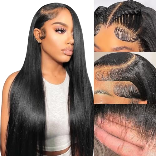 Straight Wigs Human Hair 13x6 Lace Front Wigs Human Hair Pre Plucked 200 Density HD Transparent Lace Frontal Wigs for Women Glueless Wigs Human Hair Natural Color 22 Inch