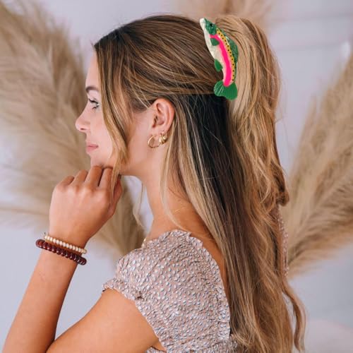 Salmon Hair Claw Clip Acetate Hair Clips Fish Unique Fashion Acetate Hair Catch Barrette Non Slip Strong Hold Jaw Clamp Ocean Animal Fashion Barrette Big Claw Clamp for Women Girl