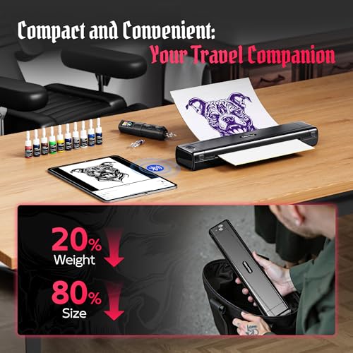 TATTMUSE 2025 New Version Tattoo Stencil Printer Machine with 10pcs Transfer Paper, Wireless Bluetooth Thermal Tattoo Transfer Printer for Tattooing for Beginner, Compatible with Smartphone & Pad