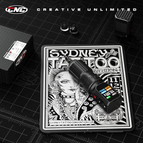 CNC Tattoo Machine Wireless Tattoo Gun Rotary Pen with 3200mAh Dual Batteries 3.5 Stroke Power Supply Digital LED Display Coreless Motor for Tattoo Professionals and Beginners CNC-M2-E77-1