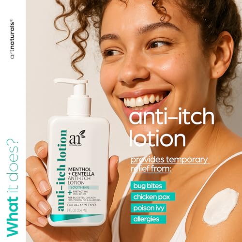 Artnaturals Anti-Itch Lotion ? Fast Itch Relief with Menthol & Centella ? Soothes Bug Bites, Poison Ivy, Chicken Pox & Allergies ? Hydrating, Non-Greasy for All Skin Types