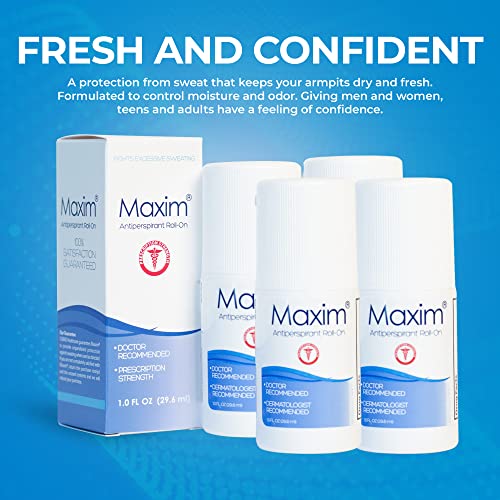 Maxim Clinical Strength Antiperspirant Deodorant for Women & Men, Anti-Sweat Deodorant, Prevent Sweat Armpits, Underarm Sweat Block Treatment, Protection to Keep Dry & Odor Free (4 Pack)